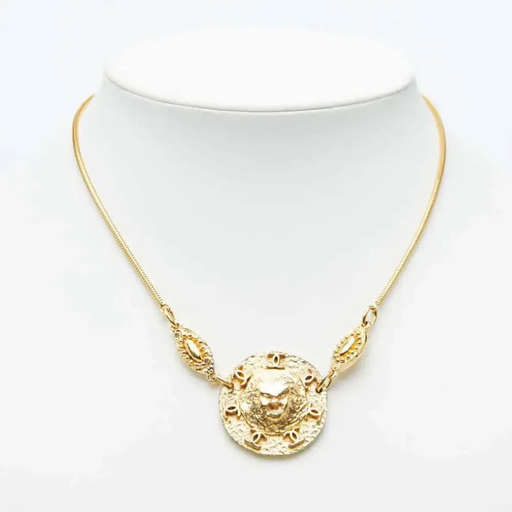 Chanel Cc Logo Round Pendant Necklace #250055C81B